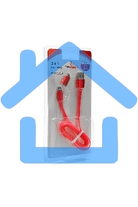 Кабель USB2.0 Cablexpert CC-mAPUSB2pk1m, AM/microBM 5P - iPhone lightning, 1м, комбо кабель, алюминиевые разъемы, розовый, блистер
