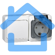 Блок ОП Этюд (1-кл. выкл. + евророз. защ. шторки) IP44 бел. SchE BPA16-241B