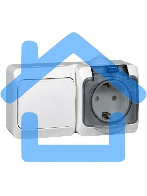 Блок ОП Этюд (1-кл. выкл. + евророз. защ. шторки) IP44 бел. SchE BPA16-241B