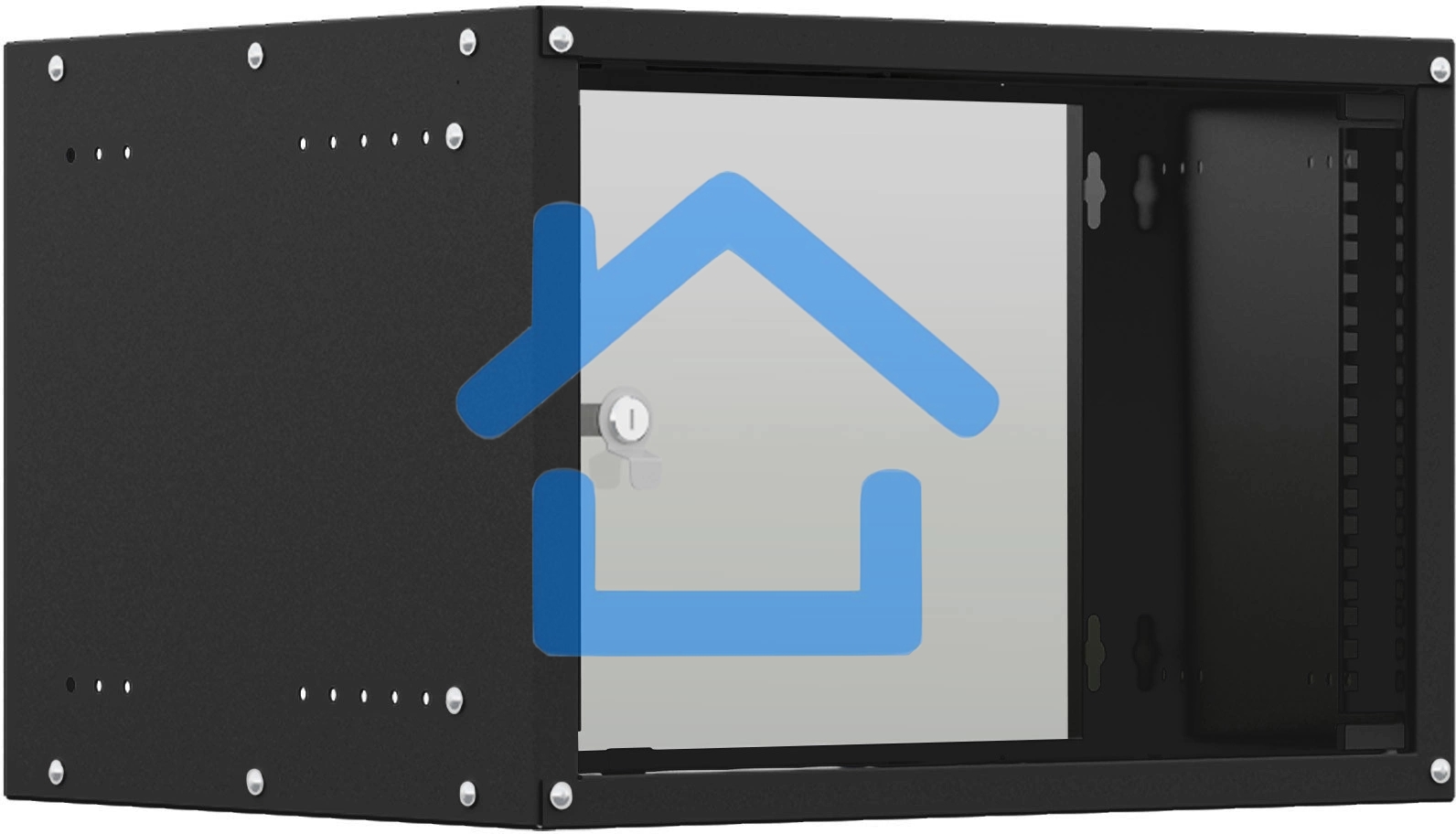 Шкаф коммутационный NTSS Lime (NTSS-WL9U5545GS-BL) настенный 9U 550x450мм пер.дв.стекл несъемн.бок.пан. 30кг черный 370мм 12кг 110град. 500мм IP20 сталь