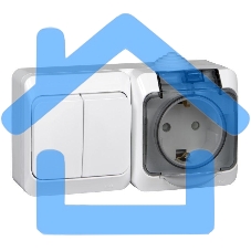 Блок ОП Этюд (2-кл. выкл. + евророз. защ. шторки) IP44 бел. SchE BPA16-242B