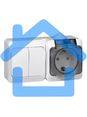 Блок ОП Этюд (2-кл. выкл. + евророз. защ. шторки) IP44 бел. SchE BPA16-242B