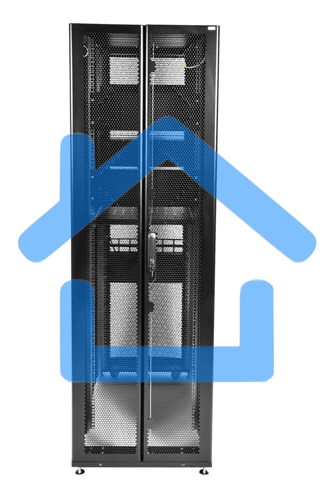 Шкаф серв. ПРОФ нап. 42U (600x1000) дверь перфорированная 2 шт., цвет черный, в сборе (ШТК-СП-42.6.10-44АА-9005) (1 коробка)