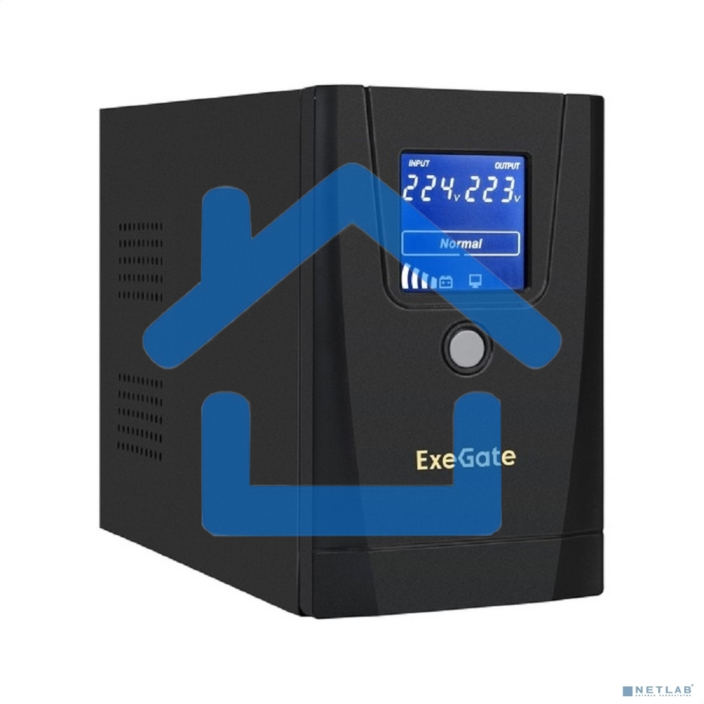 Источник бесперебойного питания ExeGate SpecialPro Smart LLB-1000.LCD.AVR.1SH.2C13.RJ.USB <1000VA/550W, LCD, AVR, 1*Schuko+2*C13, RJ45/11,USB, металлический корпус, черный>
