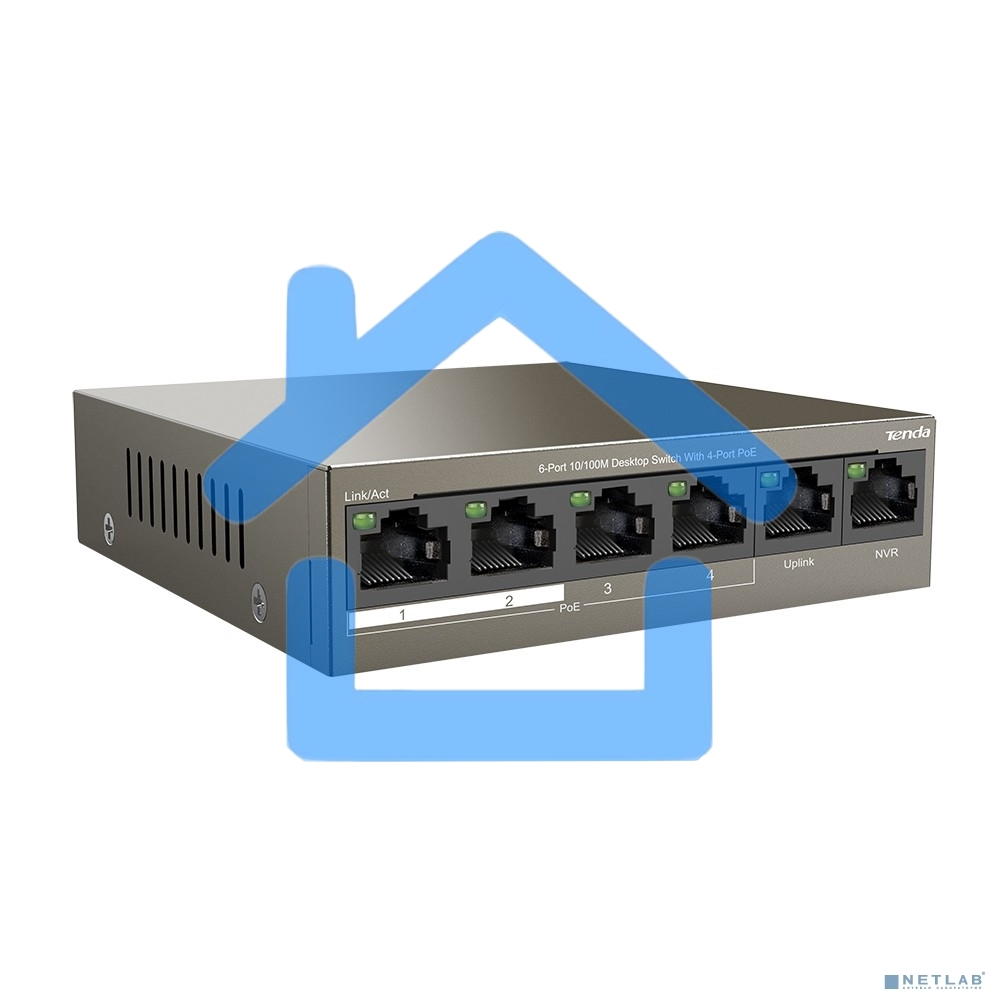 Коммутатор Tenda TEF1106P-4-63W 6PORT 100M 4POE