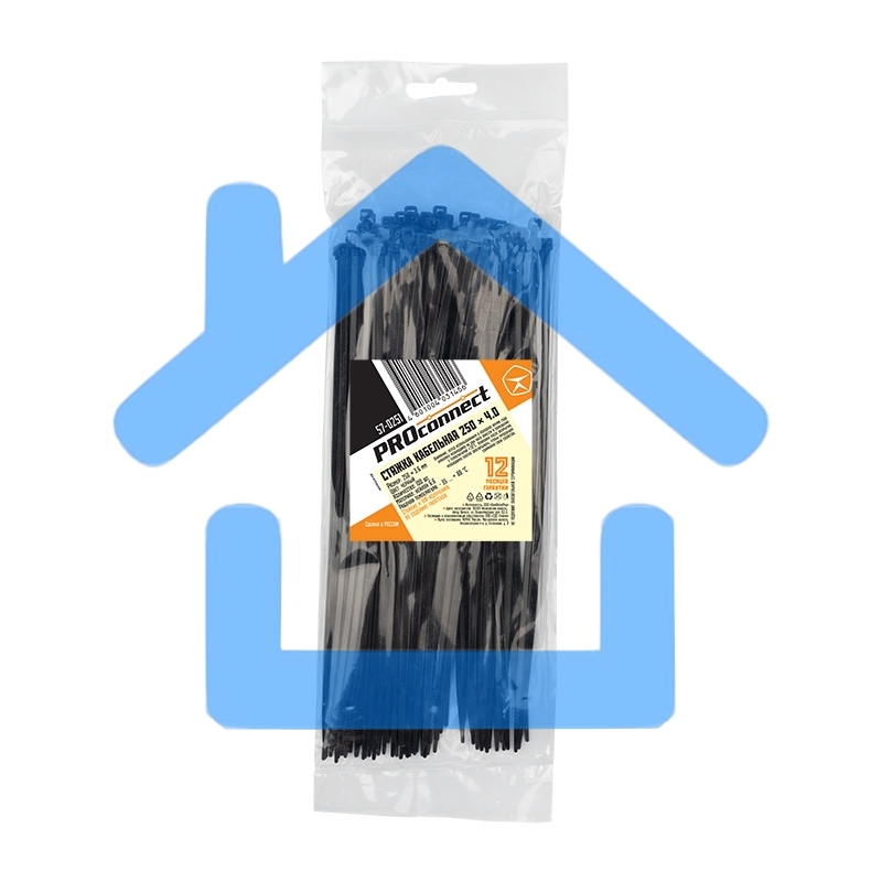 Хомут-стяжка кабельная нейлоновая PROconnect 250 x3,6 мм, черная, упаковка 100 шт.