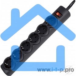 Сетевой фильтр Defender DFS 155 / 6 розеток / черный / 5.0 м
