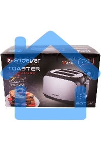 Тостер Endever Skyline ST-121 стальной, мощность -900 Вт, 3 режима работы, 7 регулировок поджаривания, 2 отсека для загрузки тостов, автоцентрирование тостов, механический тип управления, LED-подсветка на кнопках, термоизолированный корпус, отсек для хран