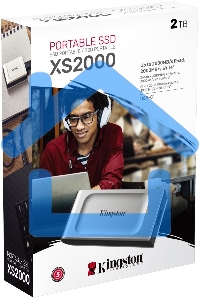 Внешний SSD Kingston XS2000, 2TB, USB 3.2 Gen 2x2 Type-C, R/W 2000/2000, серебристый