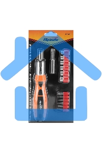 Отвертка реверсивная, биты, головки торцевые, 14шт., Sparta