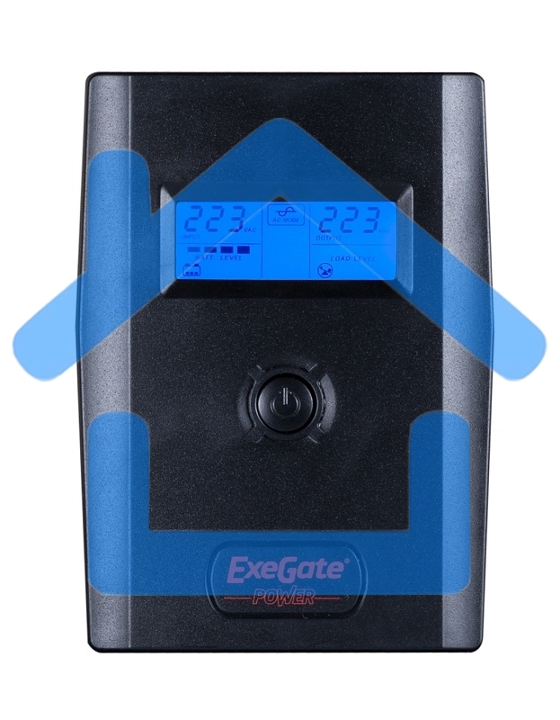 Источник бесперебойного питания ExeGate Power Smart ULB-800 LCD 800VA, черный, 2 евророзетки, USB