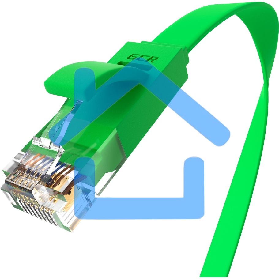 Патч-корд GCR PROF плоский прямой 7.5m, UTP медь кат.6, зеленый, 30 AWG, GCR-LNC625-7.5m, ethernet high speed 10 Гбит/с, RJ45, T568B