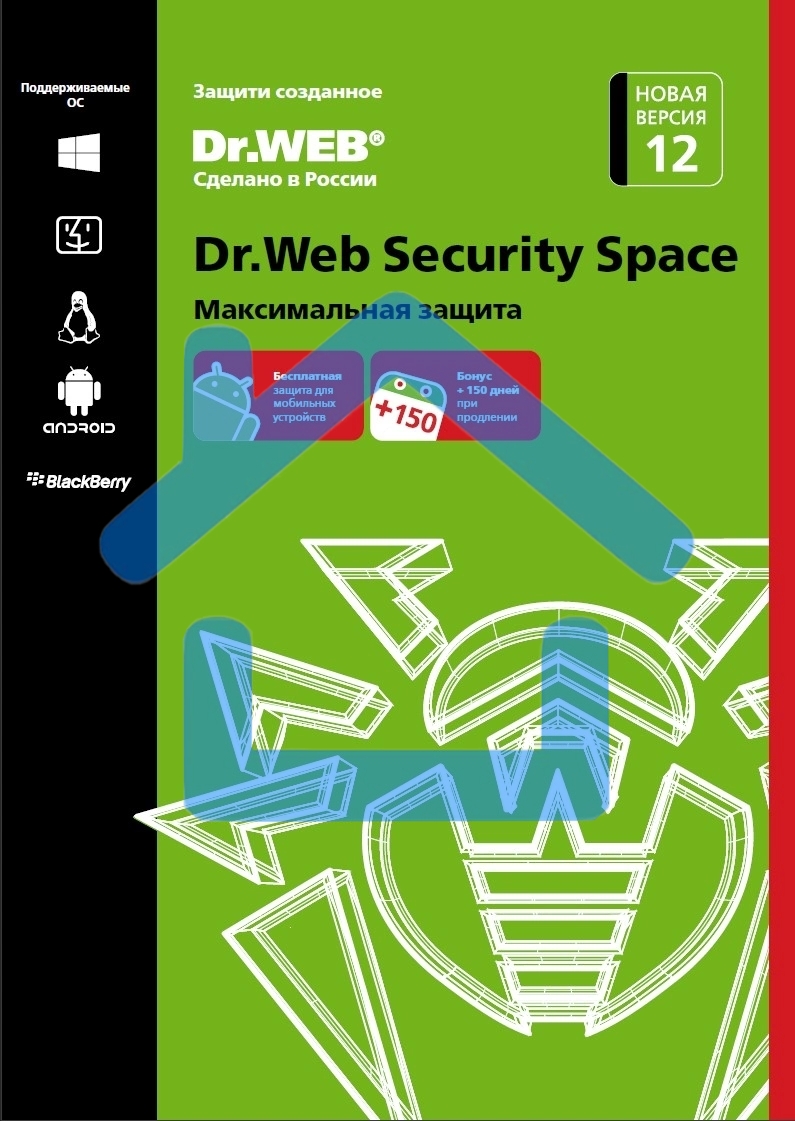 ПО DR.WEB Security Space 2 ПК/1 год (BHW-B-12M-2-A3)