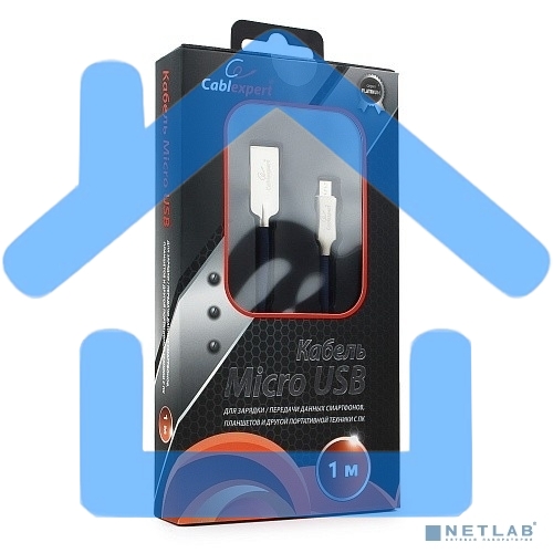 Кабель USB 2.0 Cablexpert CC-P-mUSB02Bl-1M, AM/microB, серия Platinum, длина 1м, синий, блистер