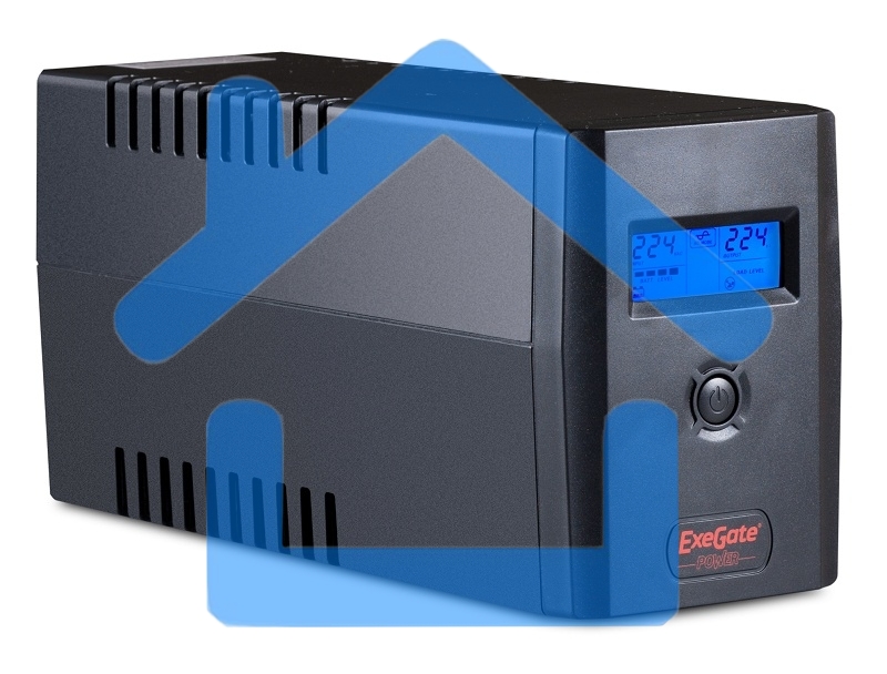 Источник бесперебойного питания ExeGate Power Smart ULB-800 LCD 800VA, черный, 2 евророзетки, USB