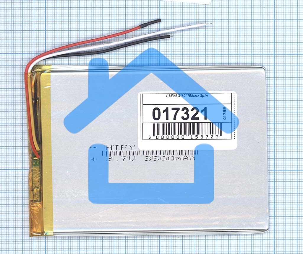 Аккумулятор Li-Pol (батарея) 3*70*105мм 3pin 3.7V/3500mAh