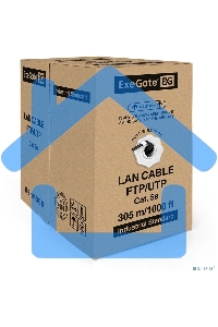 Кабель Exegate FTP 4 пары кат.5e, медь, экран, внешн. прокладка, без троса, бухта 305м, черный, PE