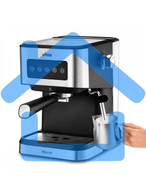 Кофеварка рожковая Ufesa MONZA черный/серебристый, исп. кофе - молотый, 1.5 л, 1050 Вт, 20 Бар.