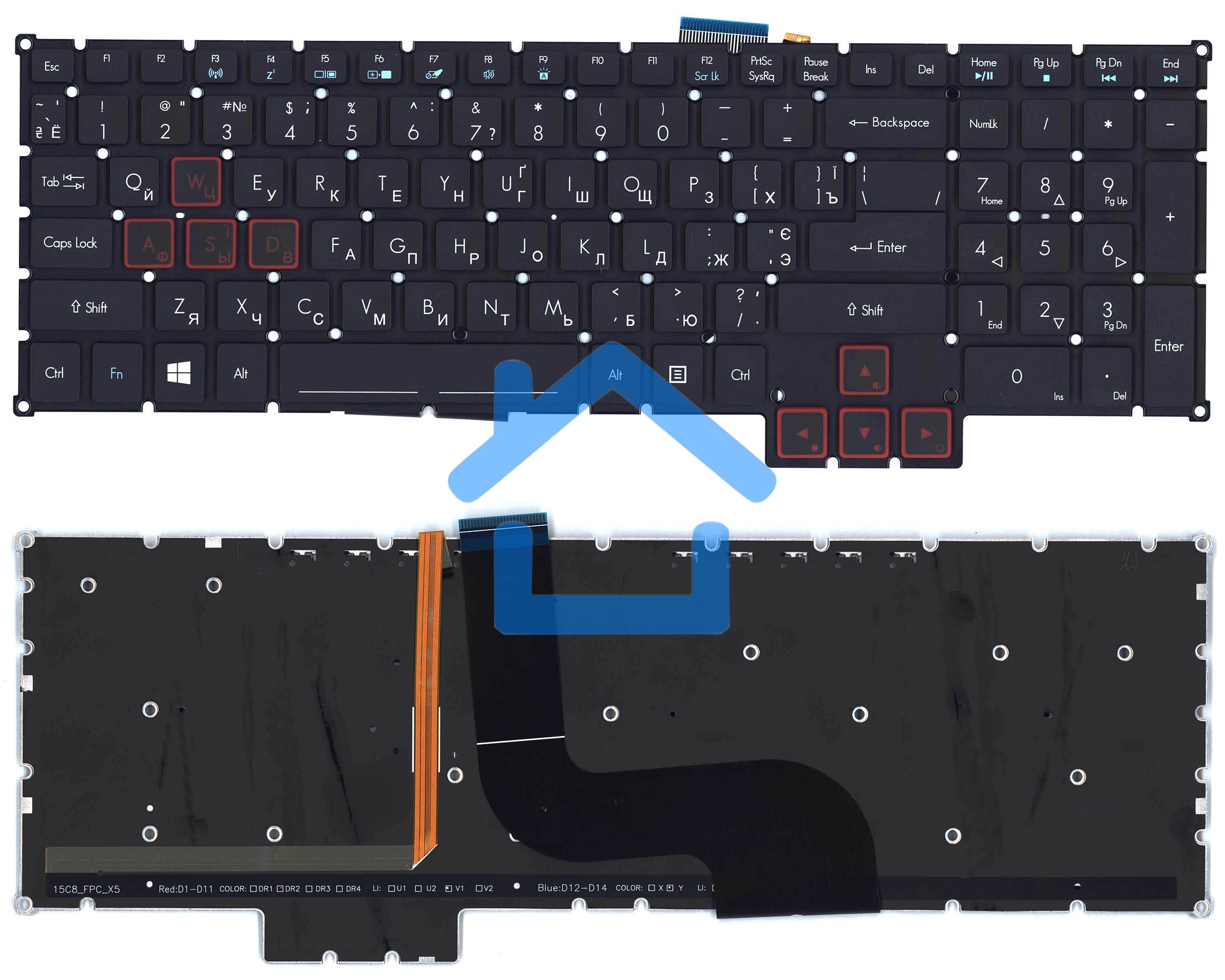 Клавиатура для ноутбука Acer Predator 15 G9-591 черная с подсветкой