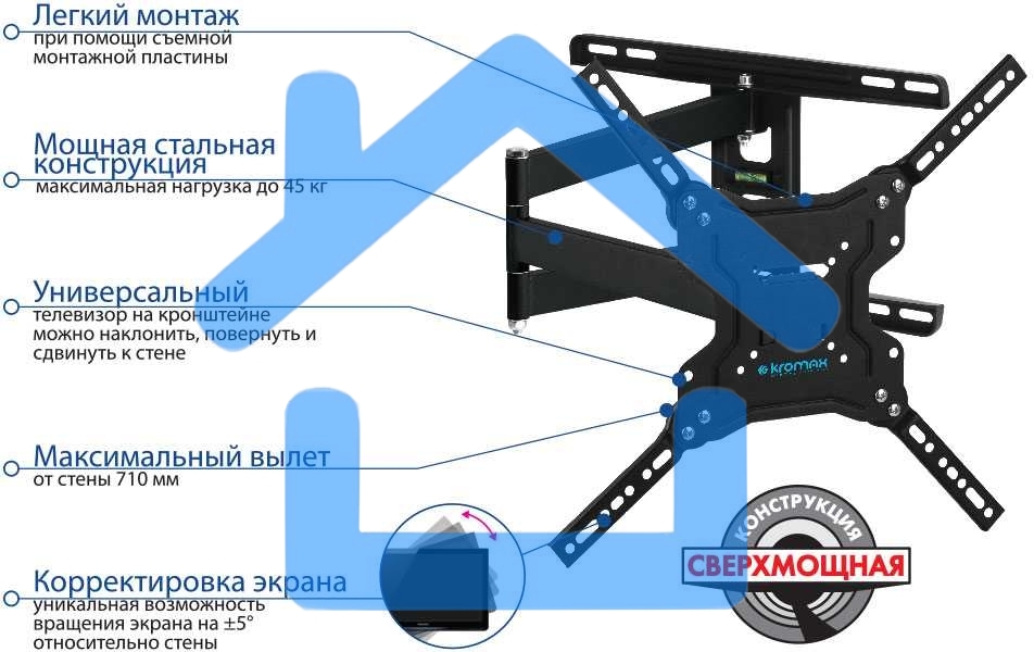 Кронштейн для LED/LCD телевизоров Kromax DIX-19 черный