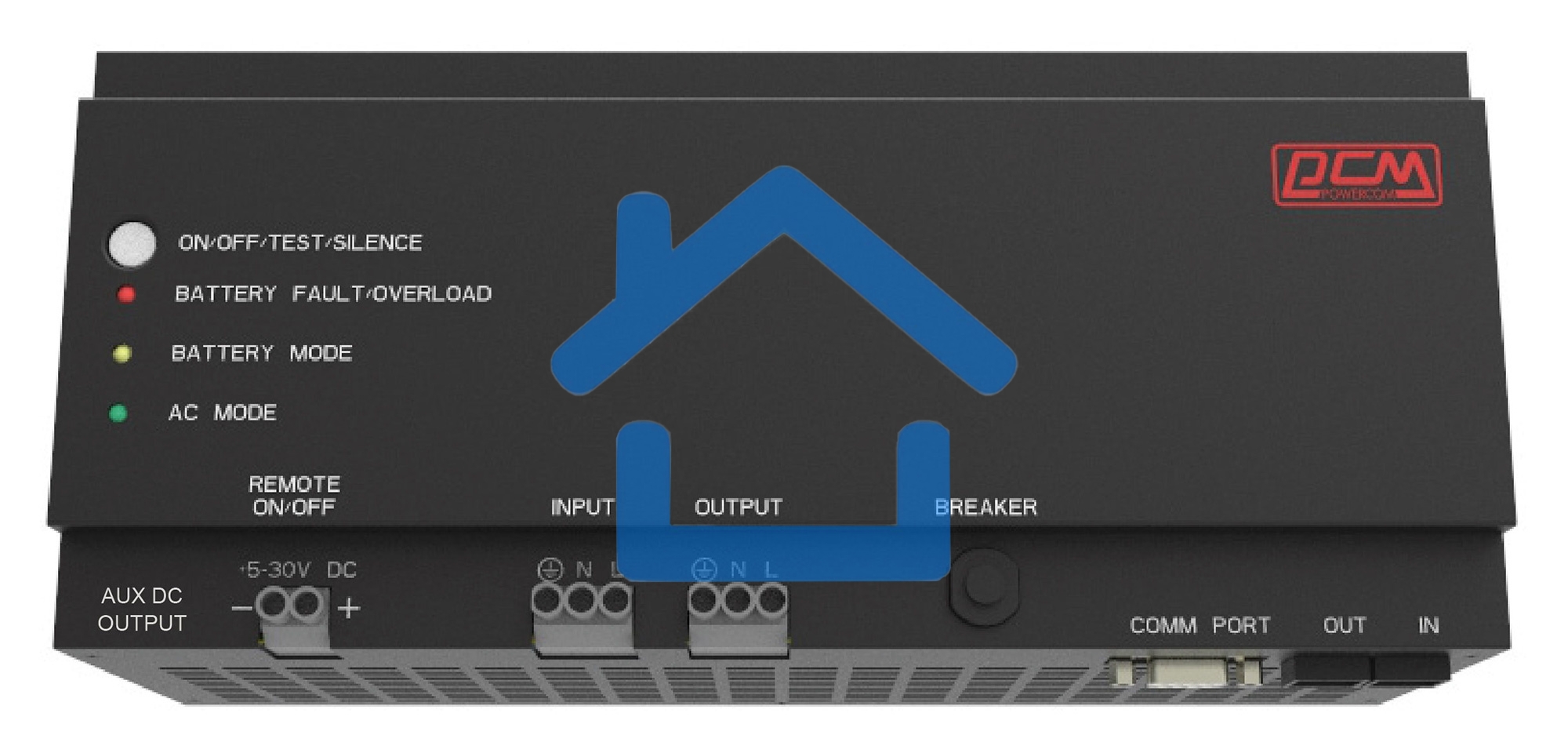 Источник бесперебойного питания Powercom DRU 850VA/510W, DIN Rail, 230V, RS-232, 2 year warranty (1114019)