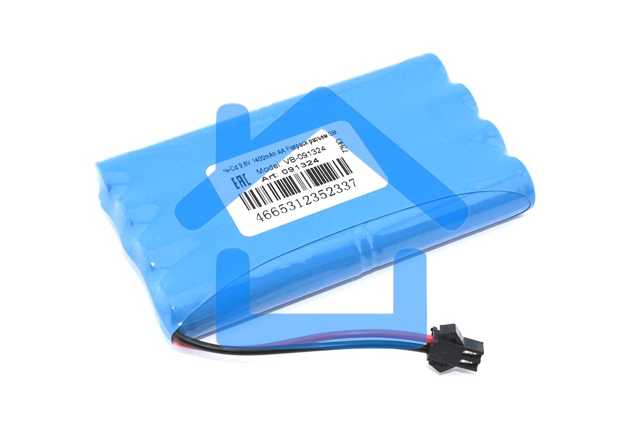 Аккумулятор Ni-Cd 9,6V 1400mAh AA Flatpack разъем SM