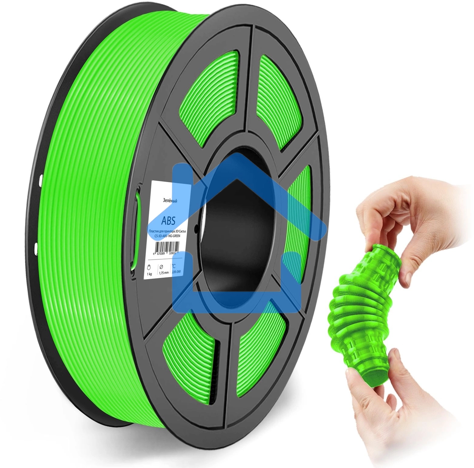 Пластик для принтера 3D Cactus CS-3D-ABS-1KG-GREEN ABS d1.75мм 1кг 1цв.