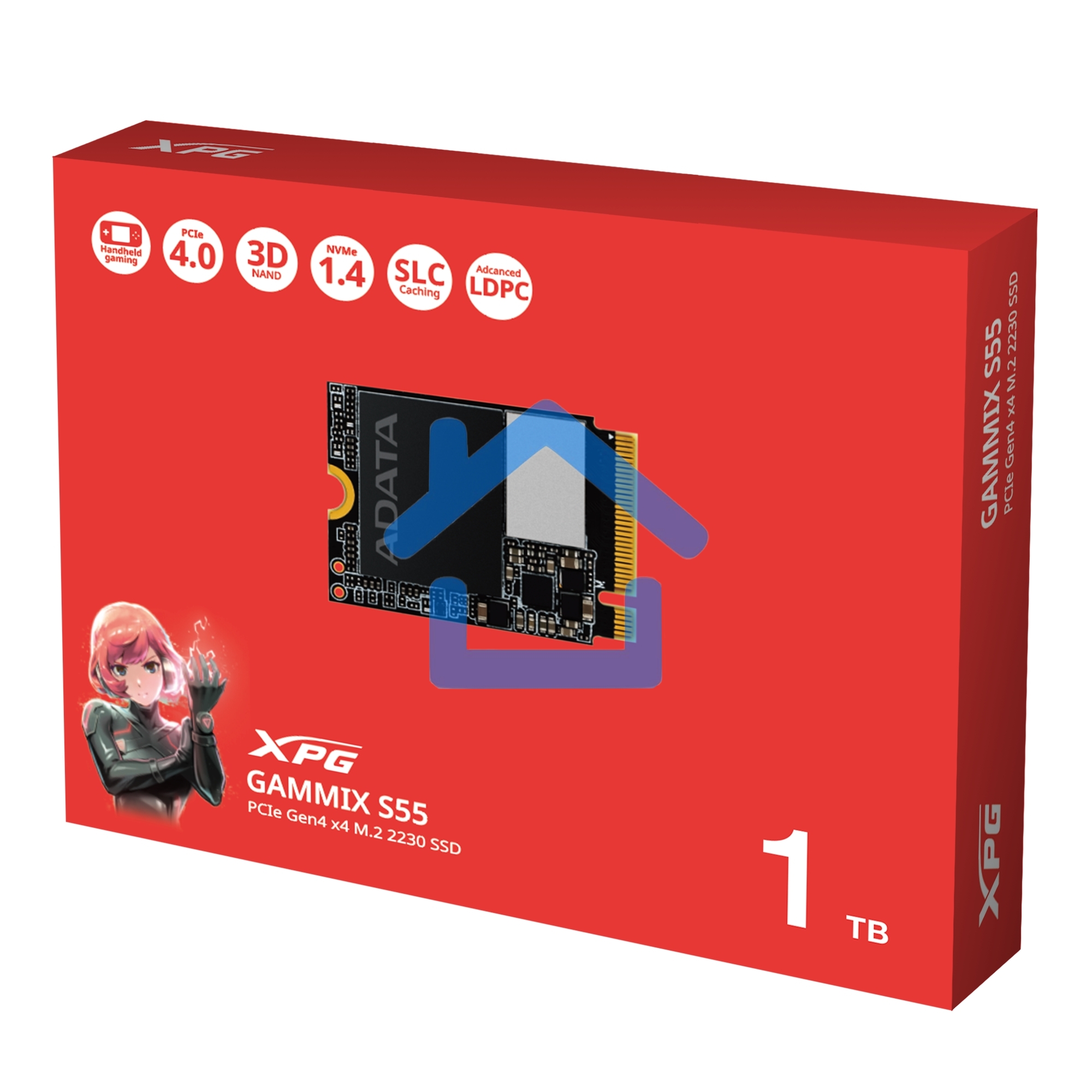 Накопитель SSD ADATA XPG GAMMIX S55, 1Tb, PCIe 4.0 x4, 2230, NVMe, R/W 5000/3700