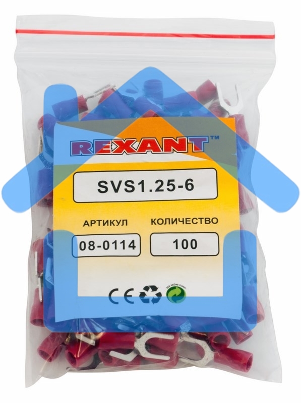 Наконечник вилочный Rexant изолированный 6.5 мм 0.5-1.5 мм² (НВи 1.5-6) красный