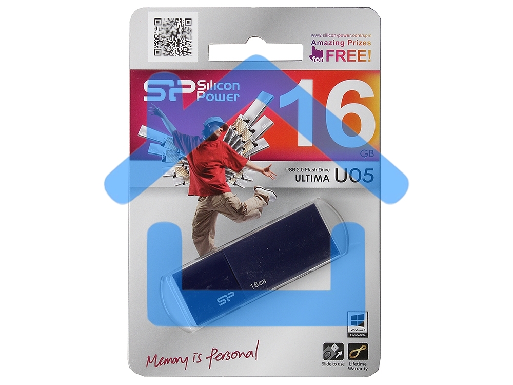 Флешка USB R/W 16Gb, Silicon Power Ultima U05, USB 2.0, синий