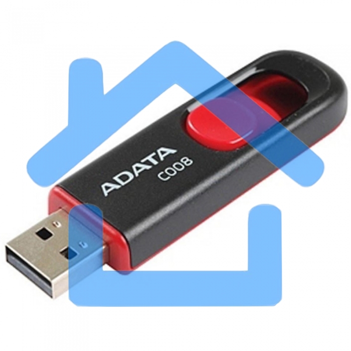 Флешка USB ADATA Classic C008 (AC008-16G-RKD), 16Gb, USB 2.0, R/W 30/6, черный / красный