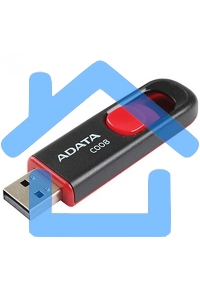 Флешка USB ADATA Classic C008 (AC008-16G-RKD), 16 Gb, USB 2.0, R/W 30/6, черный/красный