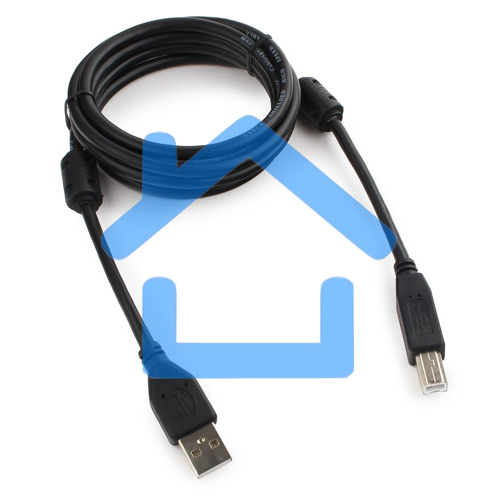 Кабель USB 2.0 Pro Cablexpert CCF2-USB2-AMBM-6, AM/BM, 1.8м, экран, 2феррит.кольца, черный, пакет