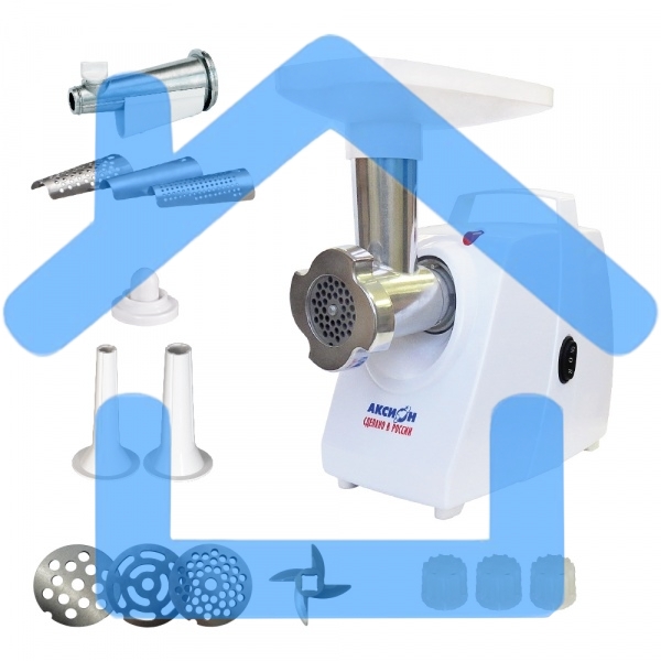 Мясорубка электрическая Аксион М33.04,1500 Вт, произ. 100 кг/час, приставки-соковыжималка, 