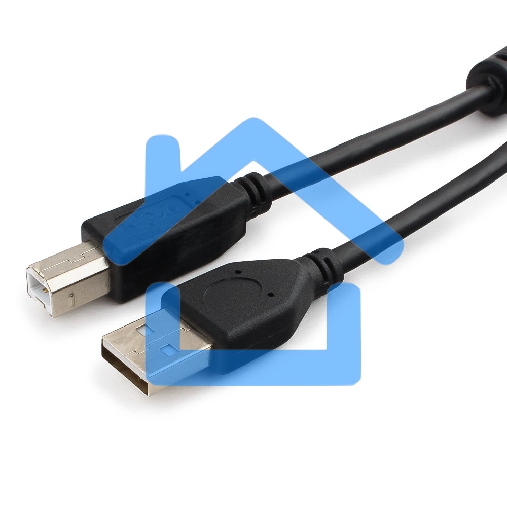 Кабель USB 2.0 Pro Cablexpert CCF2-USB2-AMBM-6, AM/BM, 1.8м, экран, 2феррит.кольца, черный, пакет
