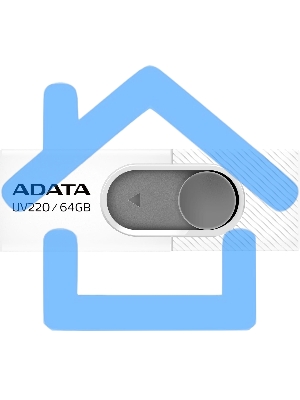 Флешка USB ADATA UV220 (AUV220-64G-RWHGY), 64 Gb, USB 2.0, R/W 15/5, белый/серый
