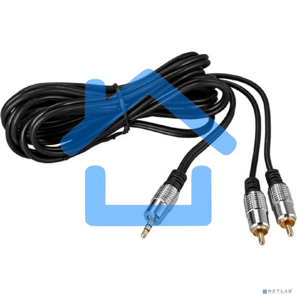 Шнур Стерео 3,5 мм - 2 RCA, длина 3 метра (GOLD-металл) Rexant