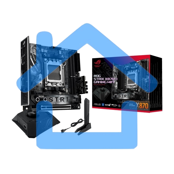 Материнская плата ASUS ROG STRIX X870-I GAMING WIFI, AM5, AMD X870, 2xDDR5, 2xSATA, 2xM.2, 1xPCI-E 5.0 x16, 1xHDMI, 2xUSB-C USB4, 1xUSB-C 10Gbps, 4xUSB-A 10Gbps, 1x 2.5Gb LAN, 2x3.5 мм, Mini-ITX