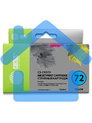 Картридж струйный Cactus CS-C9373 №72 желтый (130 мл.) для HP DJ T610/T620/T770/T1100/T1100/T1120/T1200