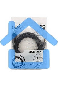 Кабель USB2.0 Pro Cablexpert CCF2-USB2-AMBM-6, AM/BM, 1.8м, экран, 2феррит.кольца, черный, пакет