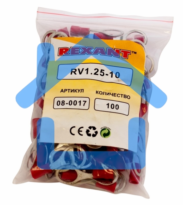 Наконечник кольцевой изолированный ø 10.5 мм 0.5-1.5 мм² (НКи 1.5-10) красный Rexant