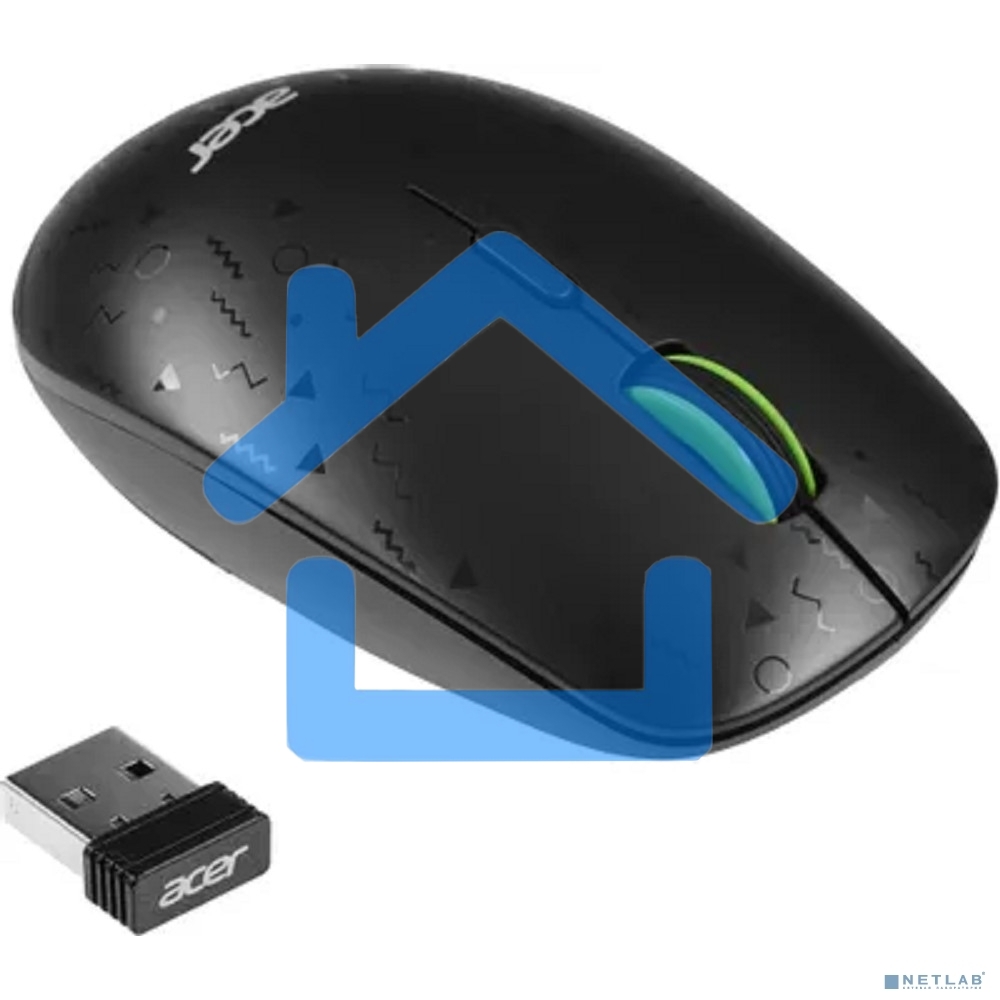Мышь беспроводная Acer OMR307 черный, 1600 dpi, радиоканал, USB, кнопки - 4