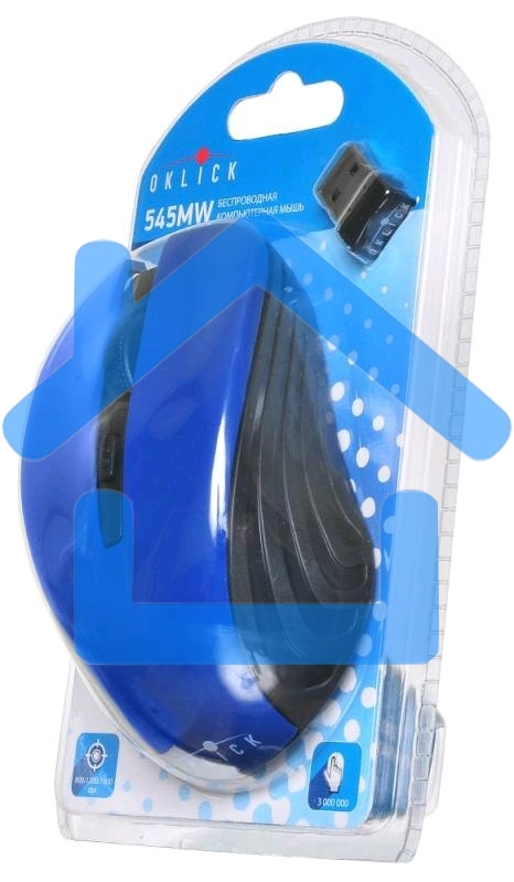 Мышь беспроводная Oklick 545MW черный/синий, 1600 dpi, радиоканал, USB, кнопки - 4
