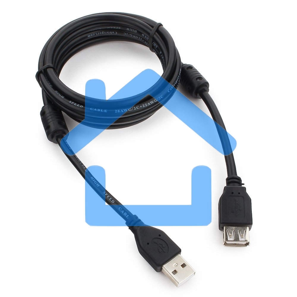 Кабель Cablexpert USB2.0 Pro CCF2-USB2-AMAF-6, AM/AF, 1.8м, экран, 2феррит.кольца, черный, пакет