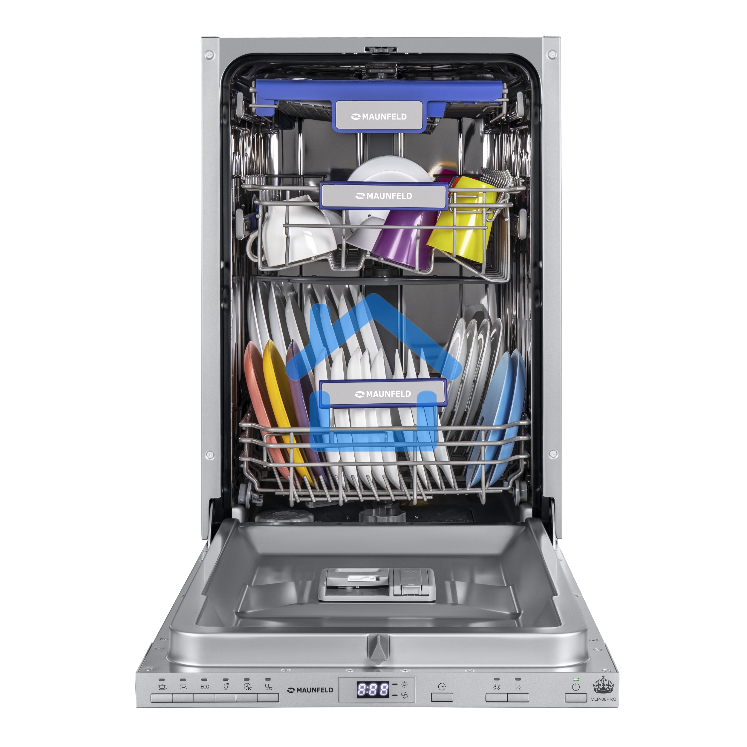 Встраиваемая посудомоечная машина Maunfeld MLP-08PRO, серебристый, 44.8 см, 10 компл., 47 дБ, класс A++