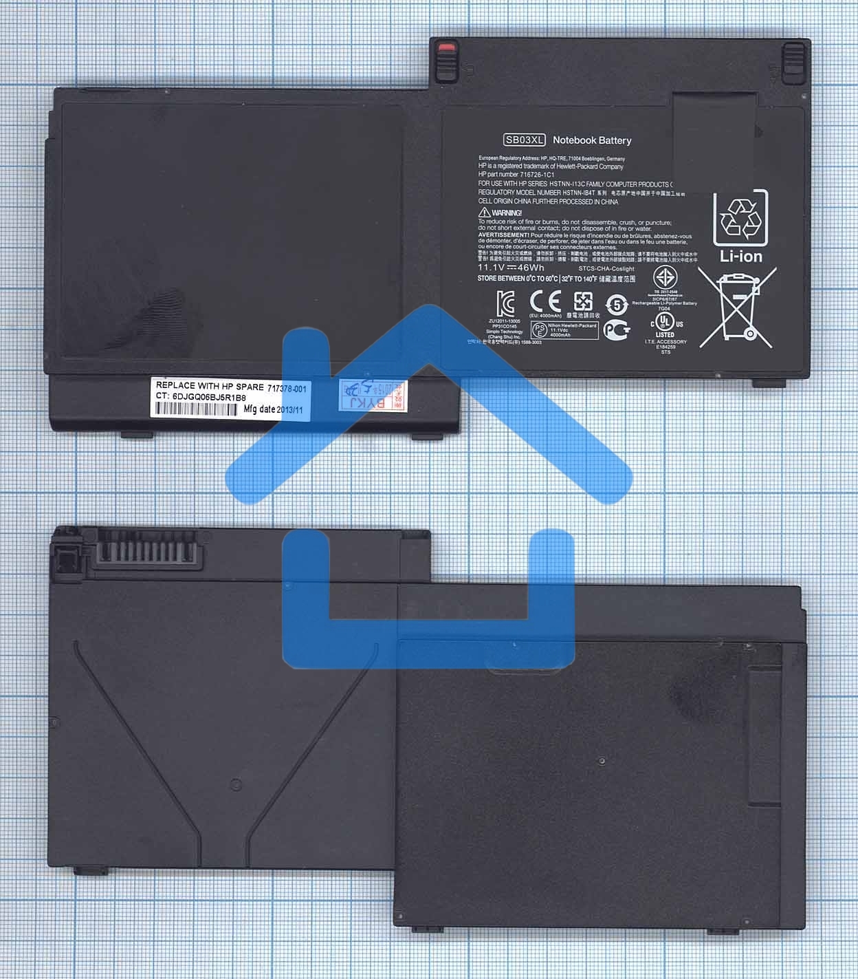 Аккумуляторная батарея для ноутбука HP EliteBook 720 G1 11.1V 46Wh