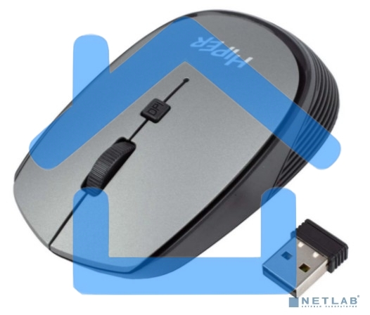 Мышь беспроводная HIPER HOMW-081 серый, 1600 dpi, радиоканал, USB, кнопки - 4