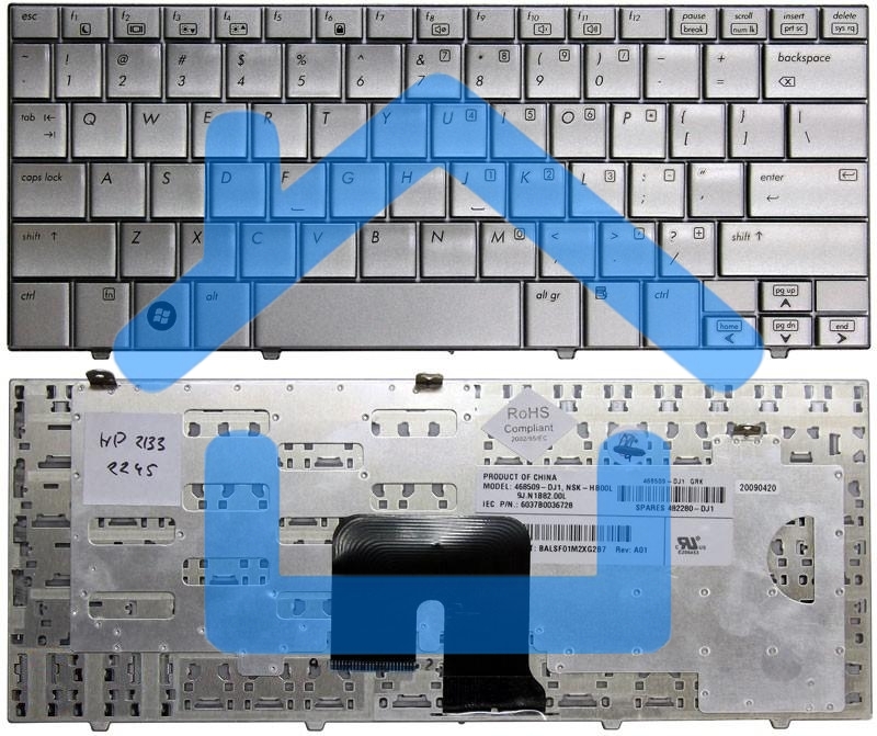 Клавиатура для ноутбука HP Mini 2133 2140 серебристая