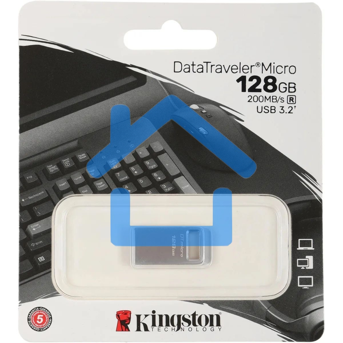 Флешка USB R/W Kingston 128Gb DataTraveler Micro DTMC3G2/128Gb USB3.0 серебристый