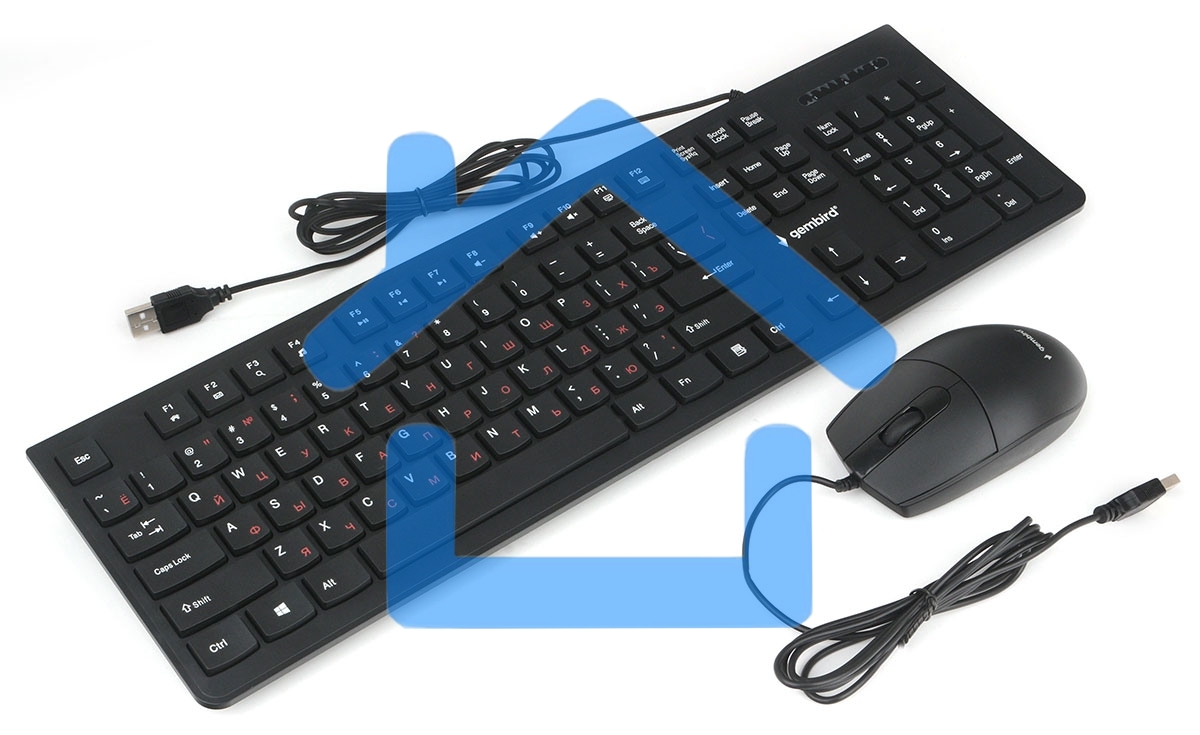Комплект клавиатура+мышь проводные Gembird KBS-9050, черный,104кл, 3кн., каб.1.5м